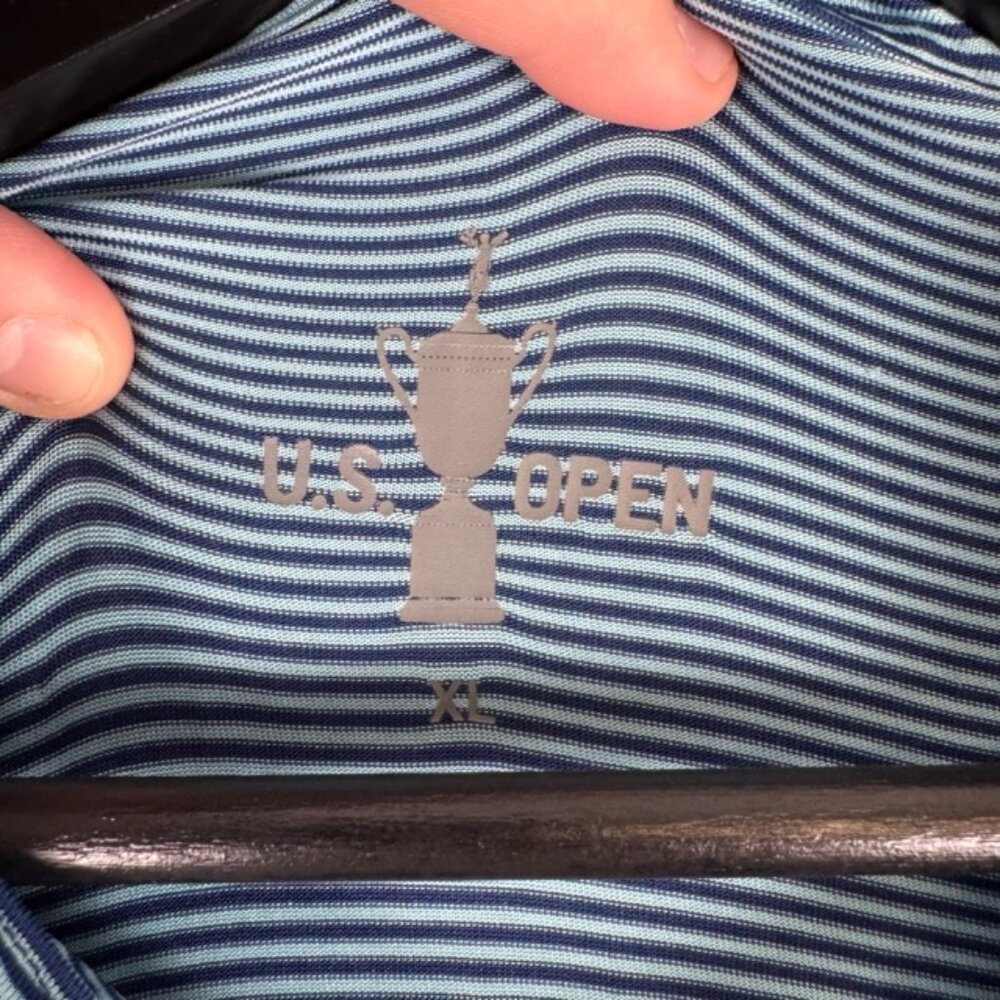 LACC Golf Polo Men's XL Blue White Performance Shirt US OPEN Official Stretch - Picture 3 of 9